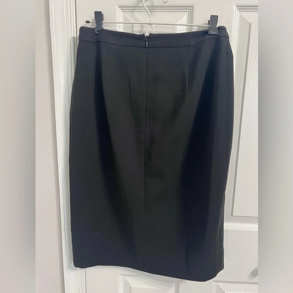 White House Black Market Black Pencil Skirt with Front Slit, Size 8